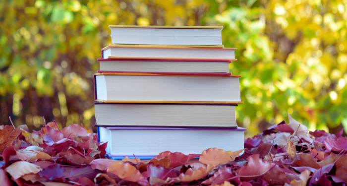 fall autumn book stack