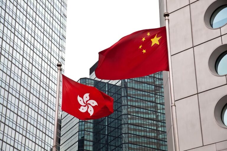 hong kong and china flags